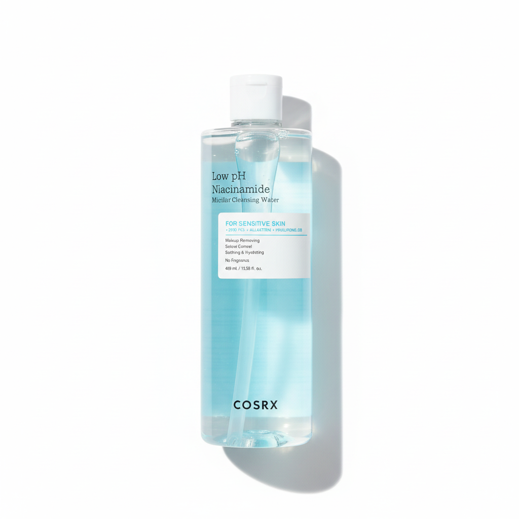 A bottle of COSRX Low pH Niacinamide Micellar Cleansing Water 400ml.
