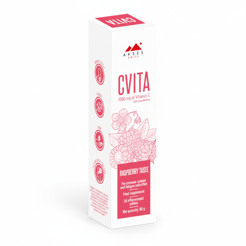 CVITA Vitamin C 1000mg Effervescent Raspberry Taste 20 Tab