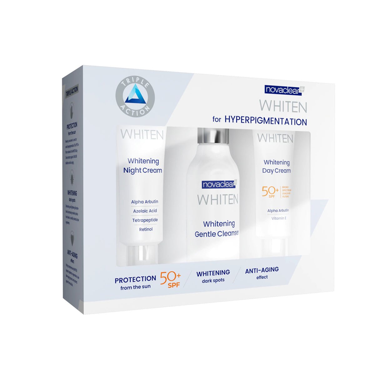  Novaclear Novaclear Whiten Kit For Hyperpigmentation (Cleanser-150ml, Day Cream-50ml, Night Cream-50ml))